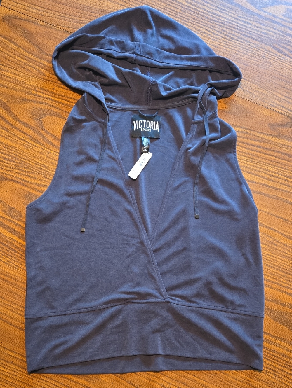 Victoria Sport Sleeveless Hooded Wrap Top - Faded Black